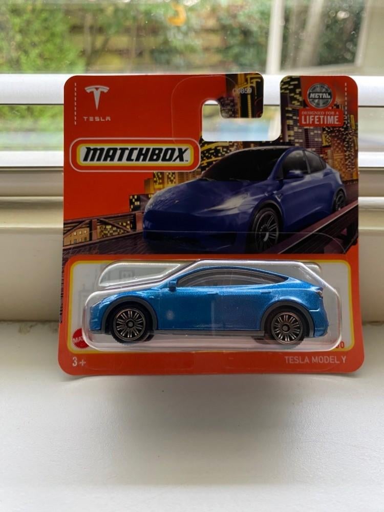 Matchbox Tesla Model Y blauw, Ophalen of Verzenden, Nieuw, Auto