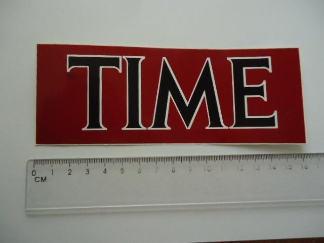 sticker oud TIME magazine logo cult retro origineel, Verzenden, Zo goed als nieuw, Bedrijf of Vereniging