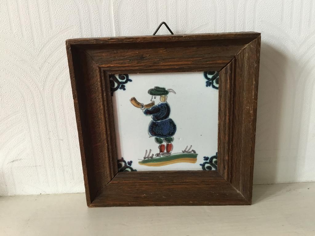 Handwerk Workum Tegeltje met Houten Lijstje, Ophalen of Verzenden