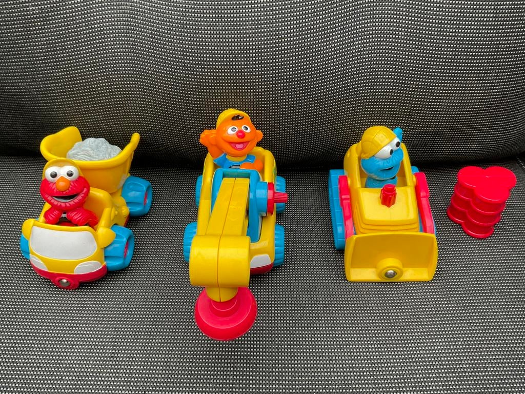 3 TYCO Jim Henson 1995 Sesamstraat preschool Ernie Elmo, Ophalen, Zo goed als nieuw, Beeldje of Figuurtje