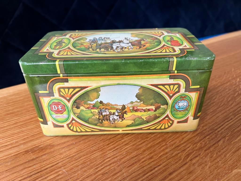 Douwe Egberts / Pickwick groen theeblik, Verzamelen, Ophalen of Verzenden, Gebruikt, Koffie, Douwe Egberts