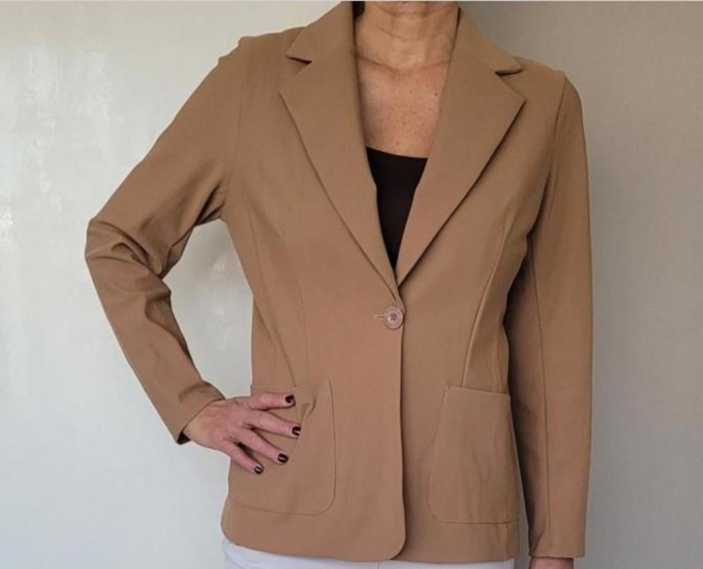 Studio Anneloes blazer XL Camel Dikke travelstof, Kleding | Dames, Studio Anneloes, Beige, Maat 46/48 (XL) of groter, Ophalen of Verzenden
