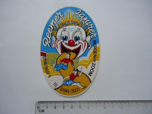 sticker oud KERMIS Bergen op zoom lunapark strip art pop, Verzamelen, Verzenden, Zo goed als nieuw, Bedrijf of Vereniging