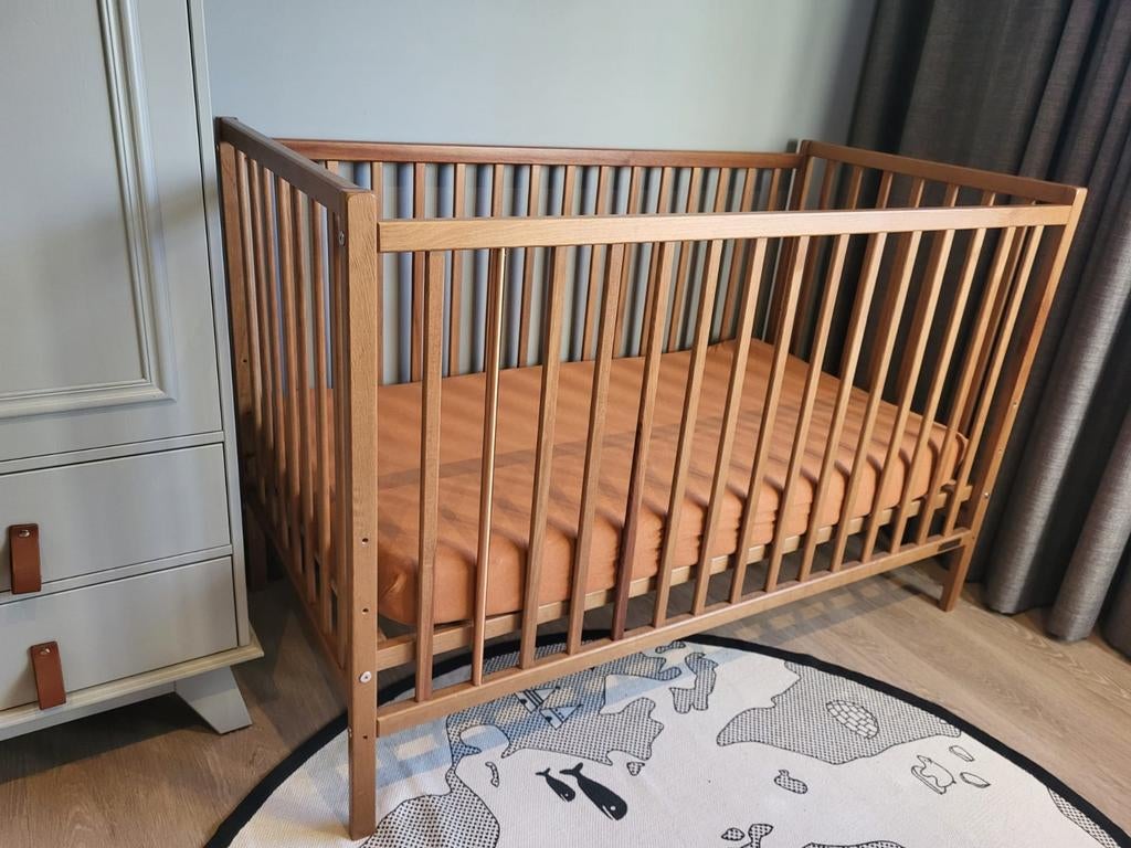 Zeer mooie Woodies Ledikant Vintage 120x60cm complete set, Ophalen, Zo goed als nieuw, Ledikant