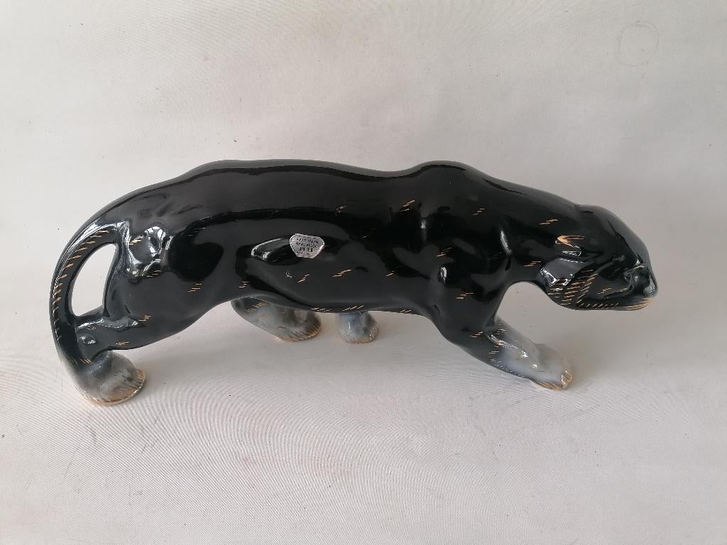 vintage keramiek beeld van een panter ontwerper Bequet izgs, Antiek en Kunst, Ophalen of Verzenden