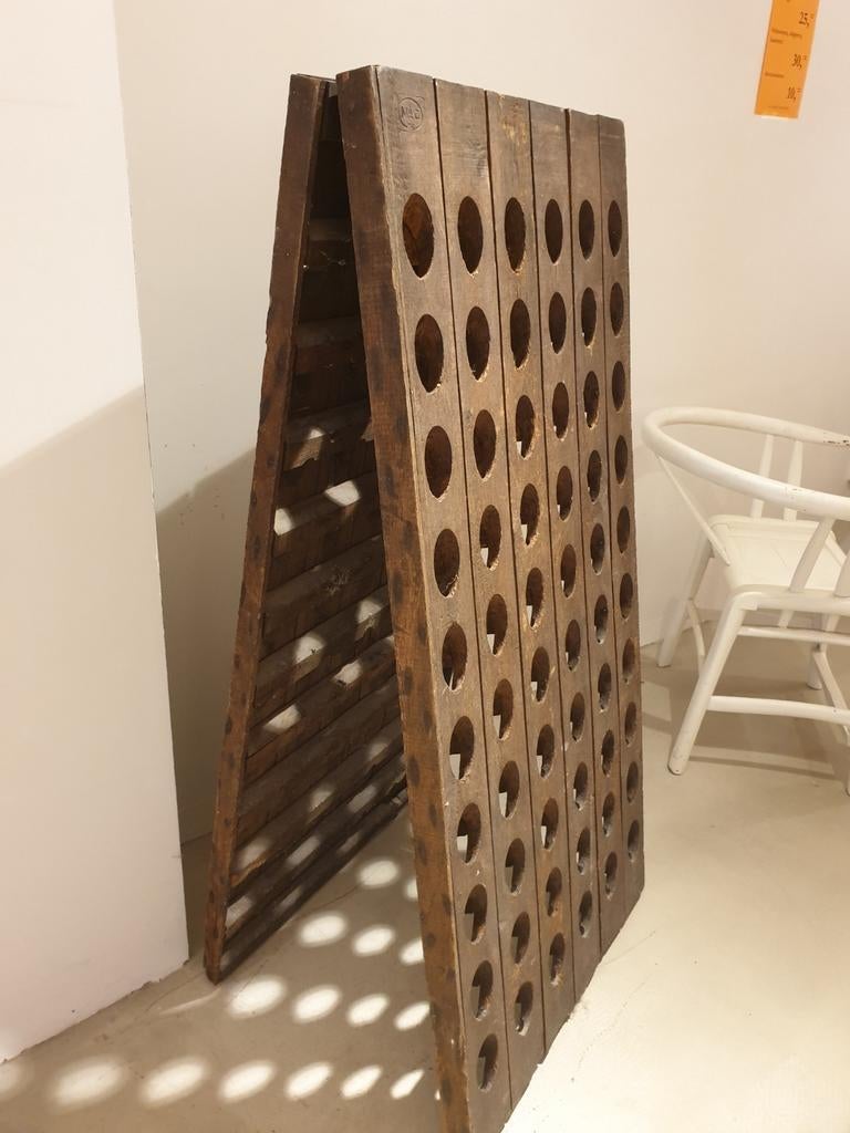 Antiek eiken Moët & Chandon champagne rek voor 120 flessen, Ophalen of Verzenden, Gebruikt, Hout, 25 flessen of meer