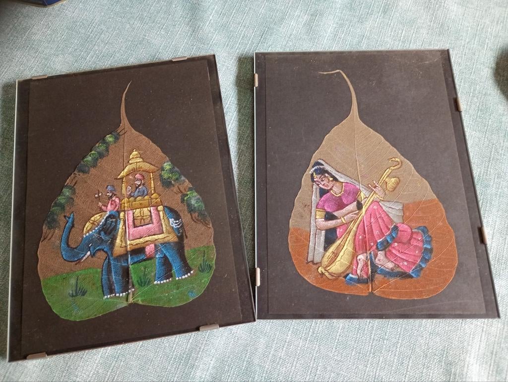 Kunst  peepal bladschilderij, Ophalen of Verzenden