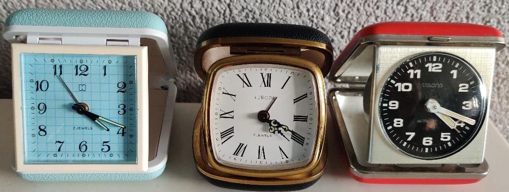 6xVintage H/Europa/Velona/Peter 2Jewels reiswekkers, Ophalen, Zo goed als nieuw, Wandklok