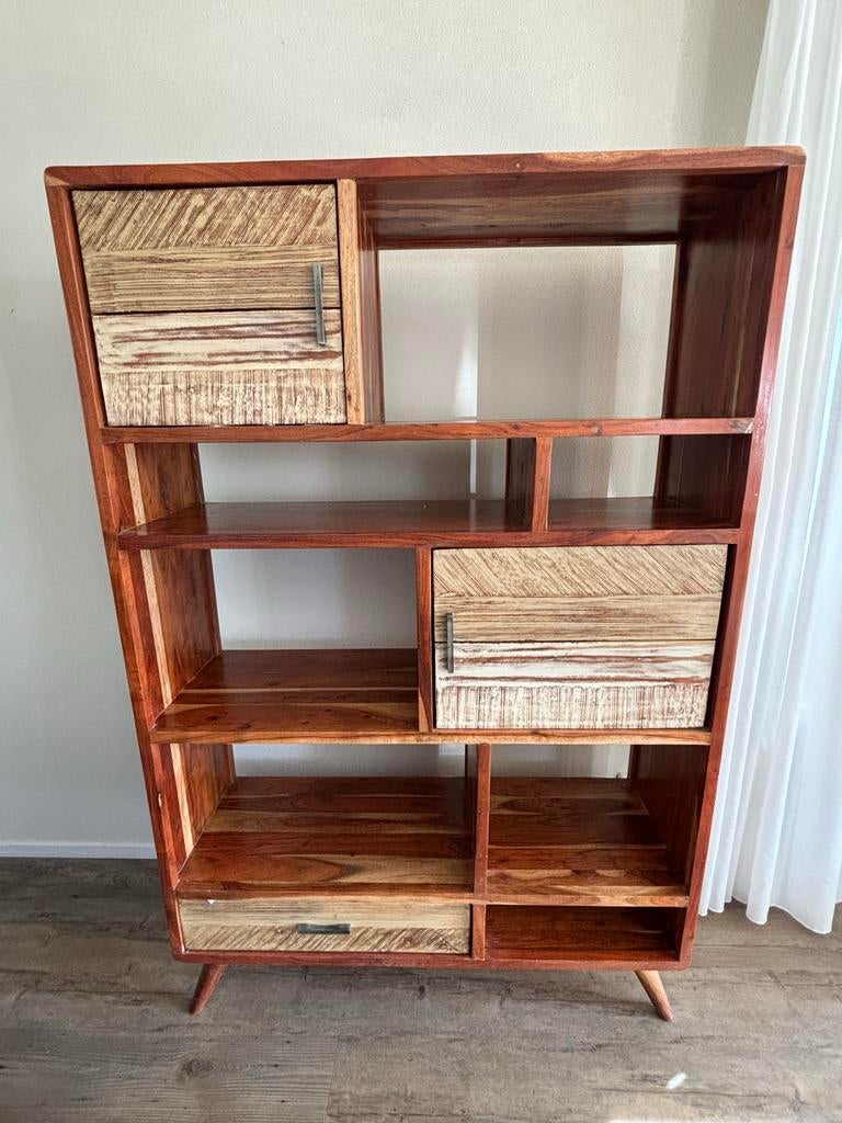 Complete meubelset van gelakte mangohout, Huis en Inrichting, Kasten | Boekenkasten, Gebruikt, 50 tot 100 cm, 150 tot 200 cm, 25 tot 50 cm