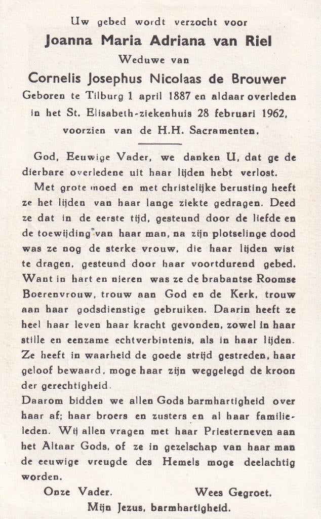 Riel Joanna 1887 Tilburg 1962, Verzamelen, Ophalen of Verzenden