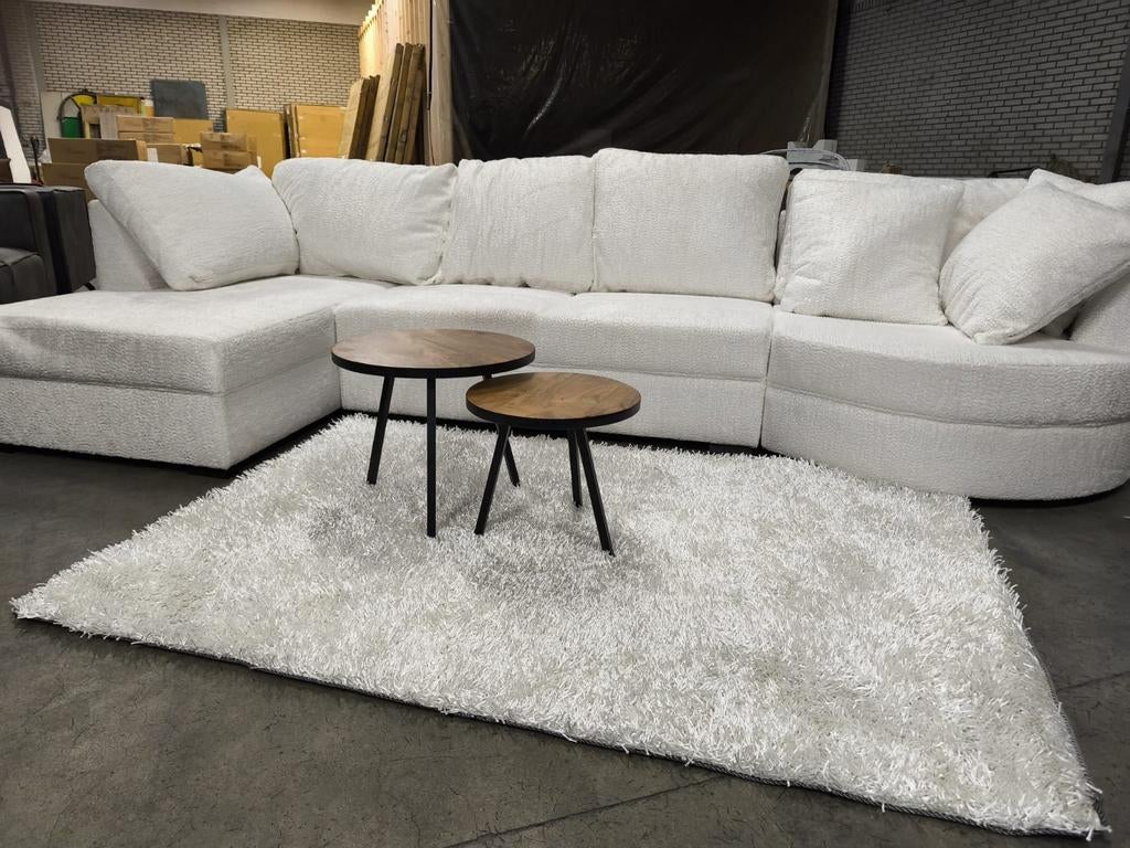 Hoekbank Teddystof wit EINDEJAARS knaller NIEUW, Ophalen, Hoekbank, Nieuw, 200 tot 250 cm