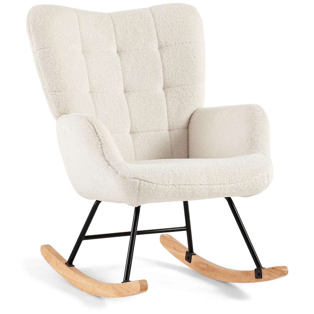 Rocking Chair with Armrests, Ophalen, Wit, Nieuw, Eén