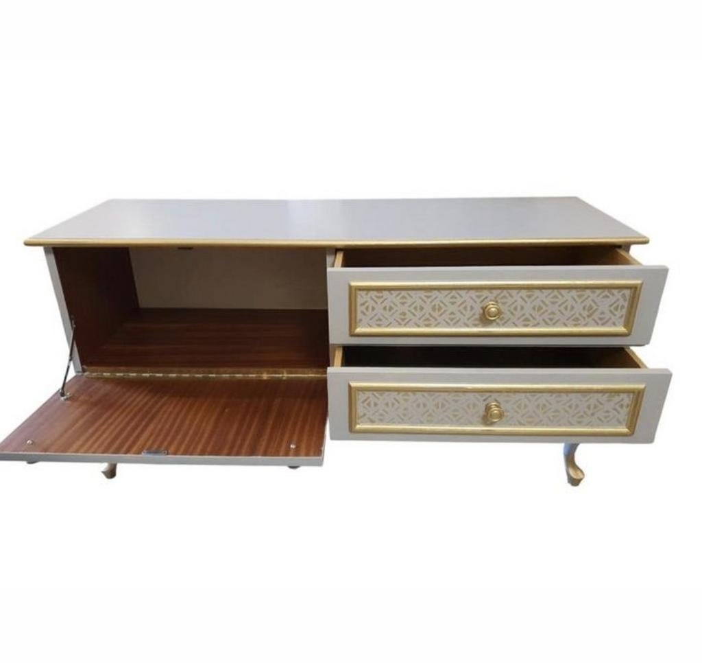 Prachtige gerestylde Queen Ann commode in een elegante taupe, 50 tot 70 cm, Ophalen of Verzenden, 90 tot 105 cm, 100 cm of meer