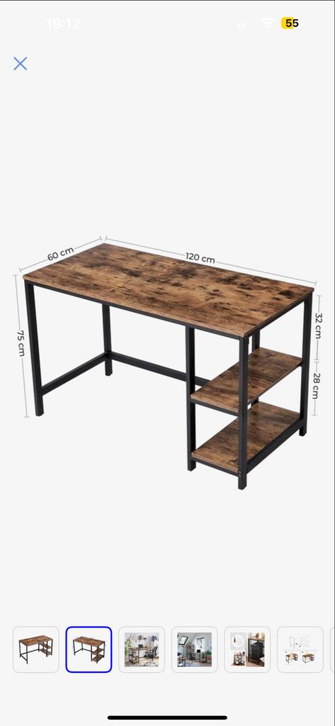 Vintage Bruin-Zwart Bureau - 120cm Breed, Ophalen of Verzenden, Nieuw