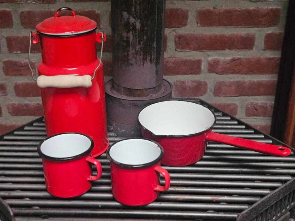 Vintage Rood emaille, Ophalen of Verzenden