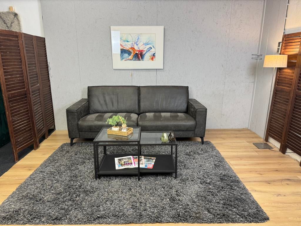 Robuuste Antraciete Microleren 2-Zits Bank- Gratis Bezorgd, 75 tot 100 cm, Ophalen of Verzenden, Zo goed als nieuw, Noordkade 68A