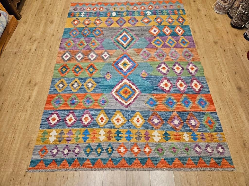 Handgeweven oosterse wollen kelim 237x171, Info@SlatsAntiek.nl, Crème, Herenstraat 31 l, 150 tot 200 cm