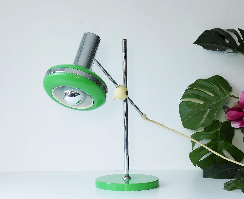 Vintage Tafellamp Jaren 60 70 UFO Space Age Lamp Groen, Ophalen of Verzenden, Gebruikt, Metaal, Minder dan 50 cm