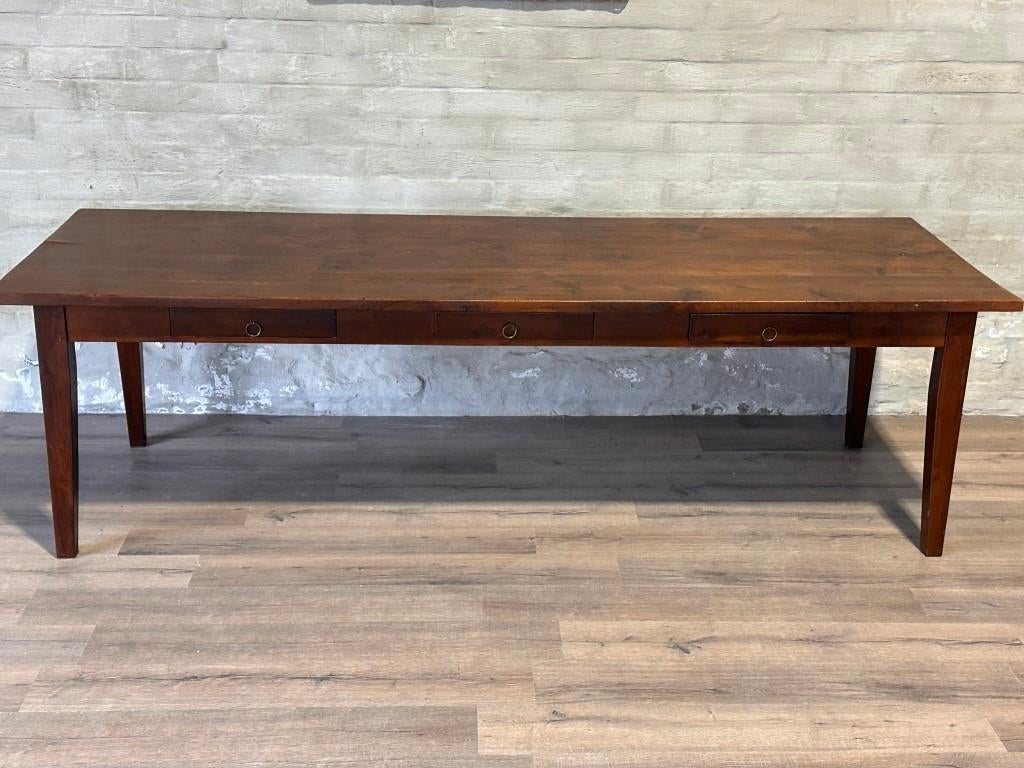 Boerentafel met 3 lades - 275 x 94 cm + 81 cm hoog, Eikenhout, 200 cm of meer, Zo goed als nieuw, Vijf personen of meer