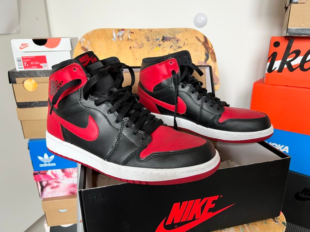 Nike Air Jordan 1 Bred 2013 US 9.5, Ophalen of Verzenden, Zo goed als nieuw, Zwart, Sneakers of Gympen