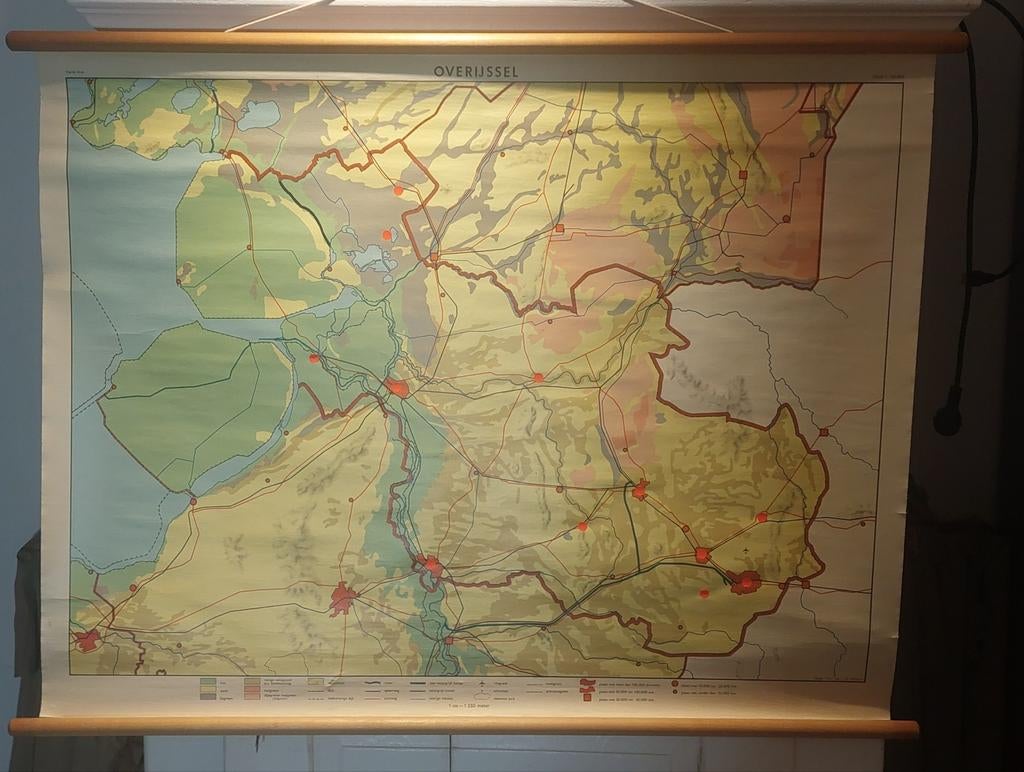 Oude schoolkaart Overijssel, Antiek en Kunst, Antiek | Schoolplaten, Ophalen, Aardrijkskunde