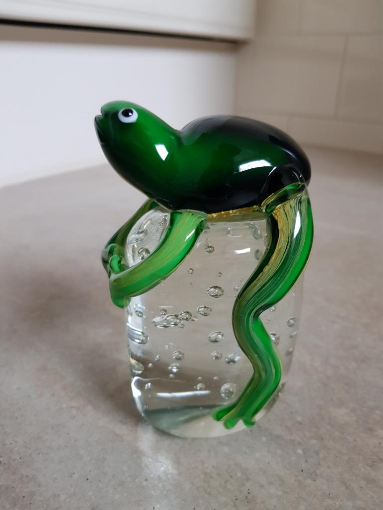 Glaskunst presse papier kikker, Ophalen of Verzenden