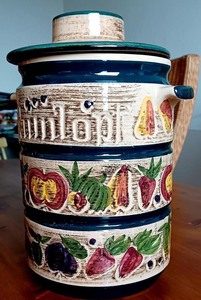 Vintage keramische Rumtopf met motief, Ophalen, Gebruikt