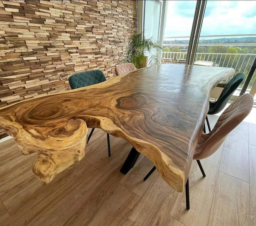 Unieke robuuste Suar boomstam tafels tafel eettafel, Eikenhout, Vijf personen of meer, Rechthoekig, Nieuw