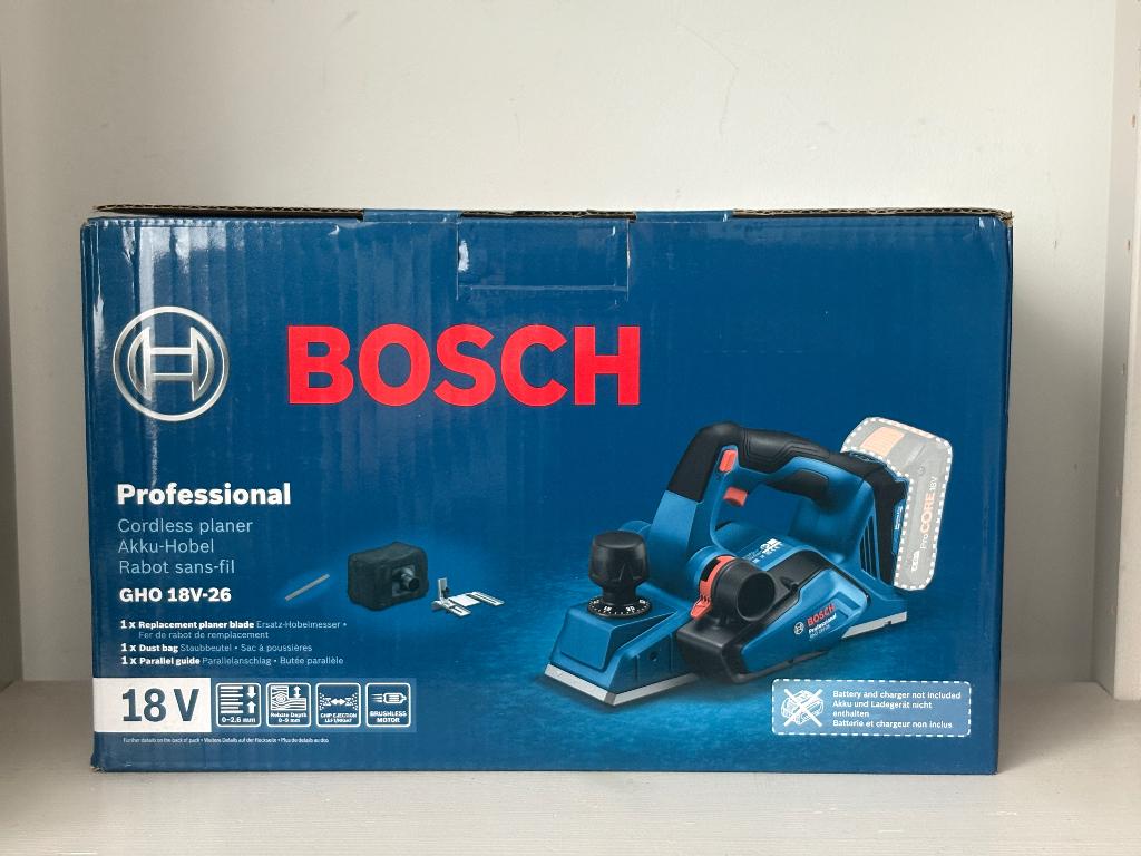 Bosch blauw GHO 18V-26 18v Li-ion accu schaafmachine solo, Doe-het-zelf en Verbouw, Schaafmachines, Accu, Nieuw, Ophalen of Verzenden