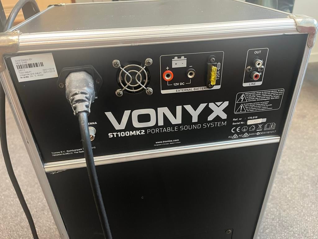 Vonyx ST100MK2 Draagbaar Soundsysteem - Gebruikt, Gebruikt, 60 tot 120 watt, Front, Rear of Stereo speakers, Ophalen