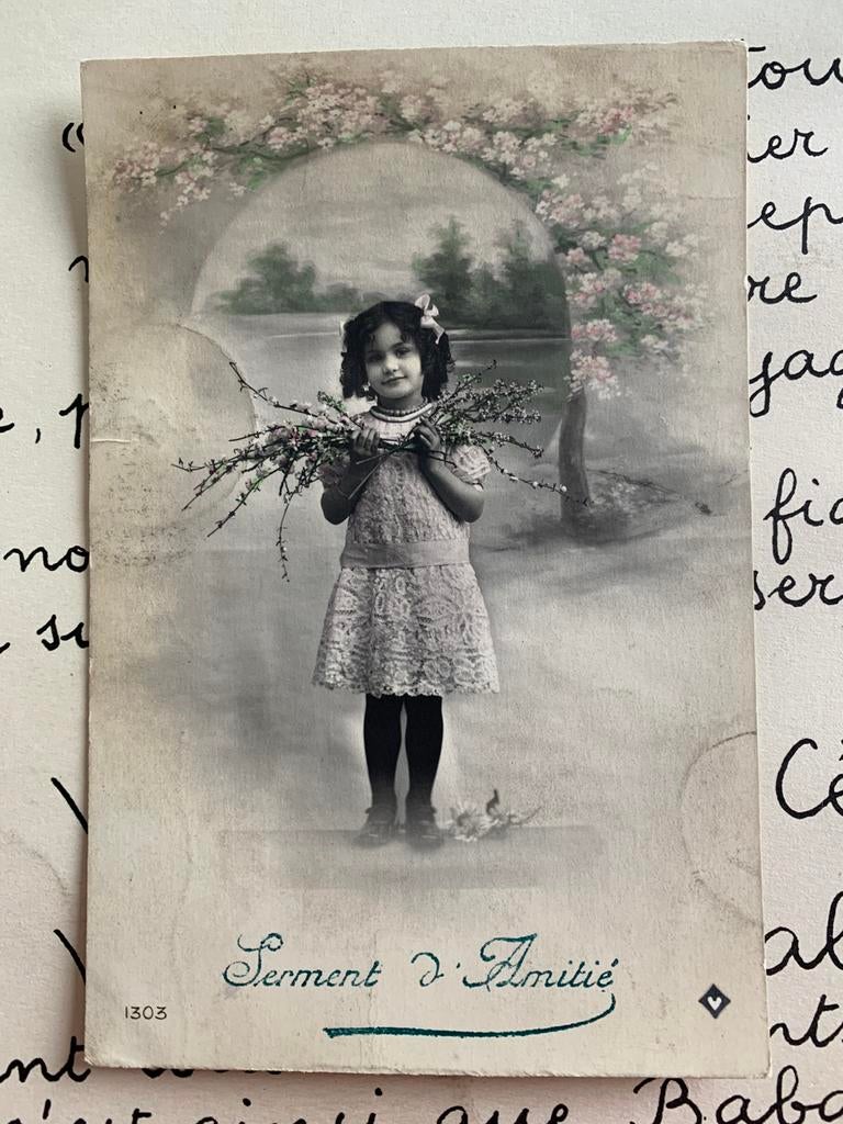 1912 Serment d’Amitié - meisje met bloesemtakken (CC), Ophalen of Verzenden, Voor 1920, Gelopen, Kinderen