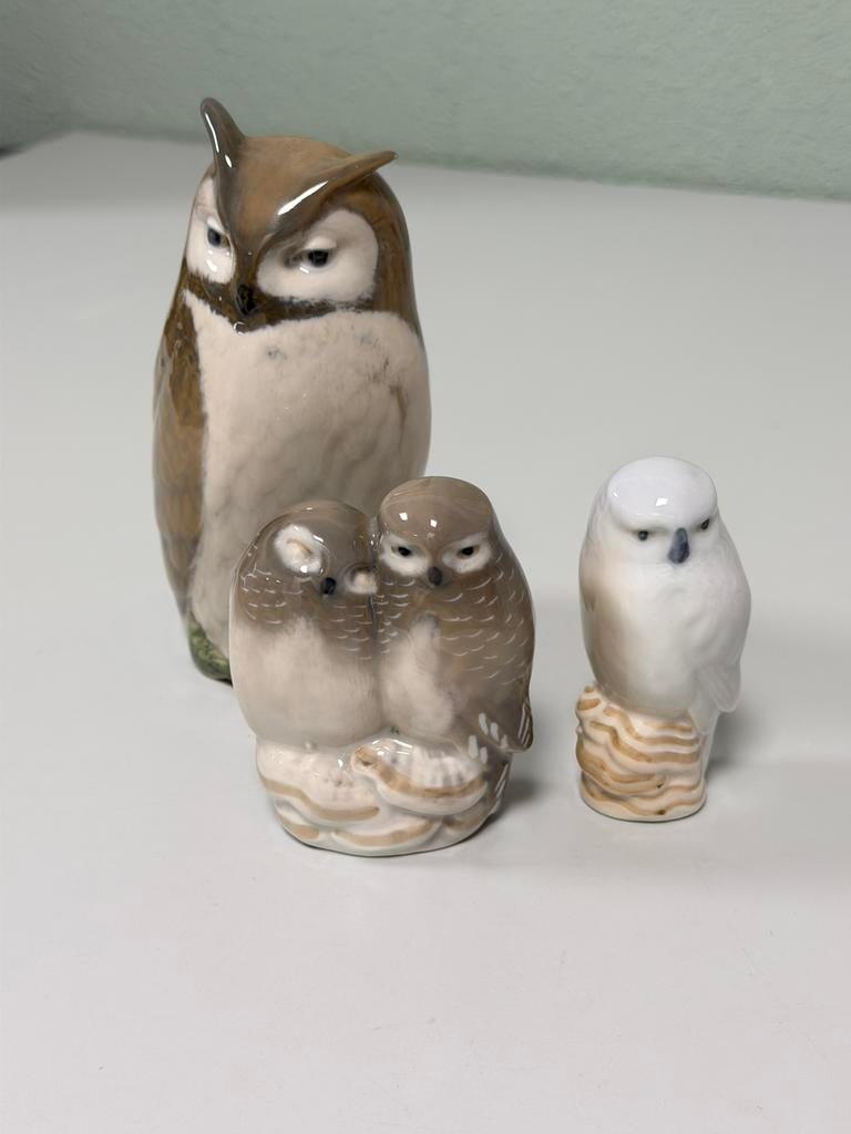 Royal Copenhagen uilen set 2999 834 1741 + B&G owl owls 3x, Ophalen of Verzenden, Zo goed als nieuw, Dier