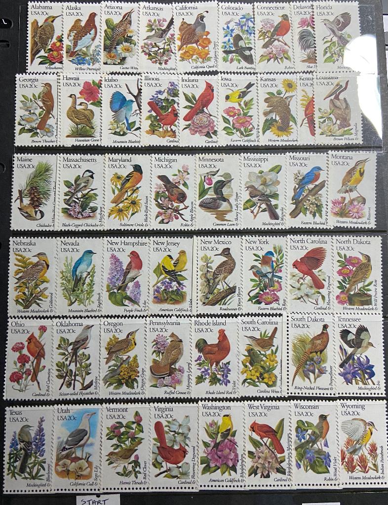 1982, USA-State birds and Flowers 50ex complete serie, Verzenden, Dier of Natuur