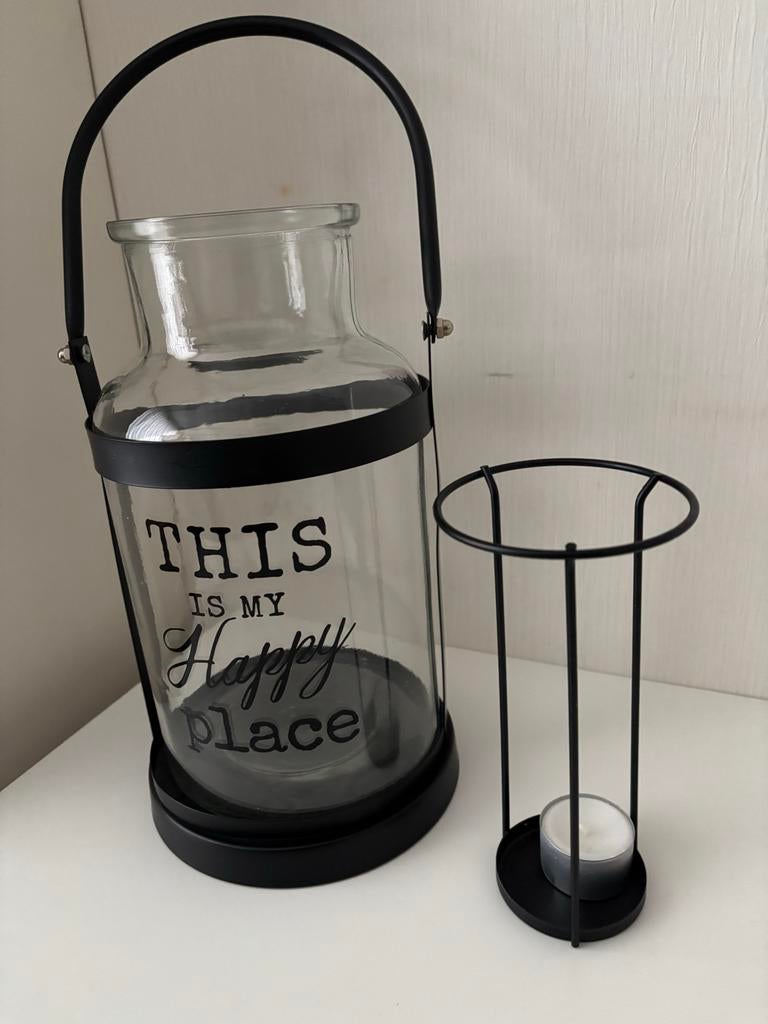 Mooie Windlicht / Lantaarn - Zo goed als nieuw!, Ophalen, Zwart, Zo goed als nieuw, Metaal