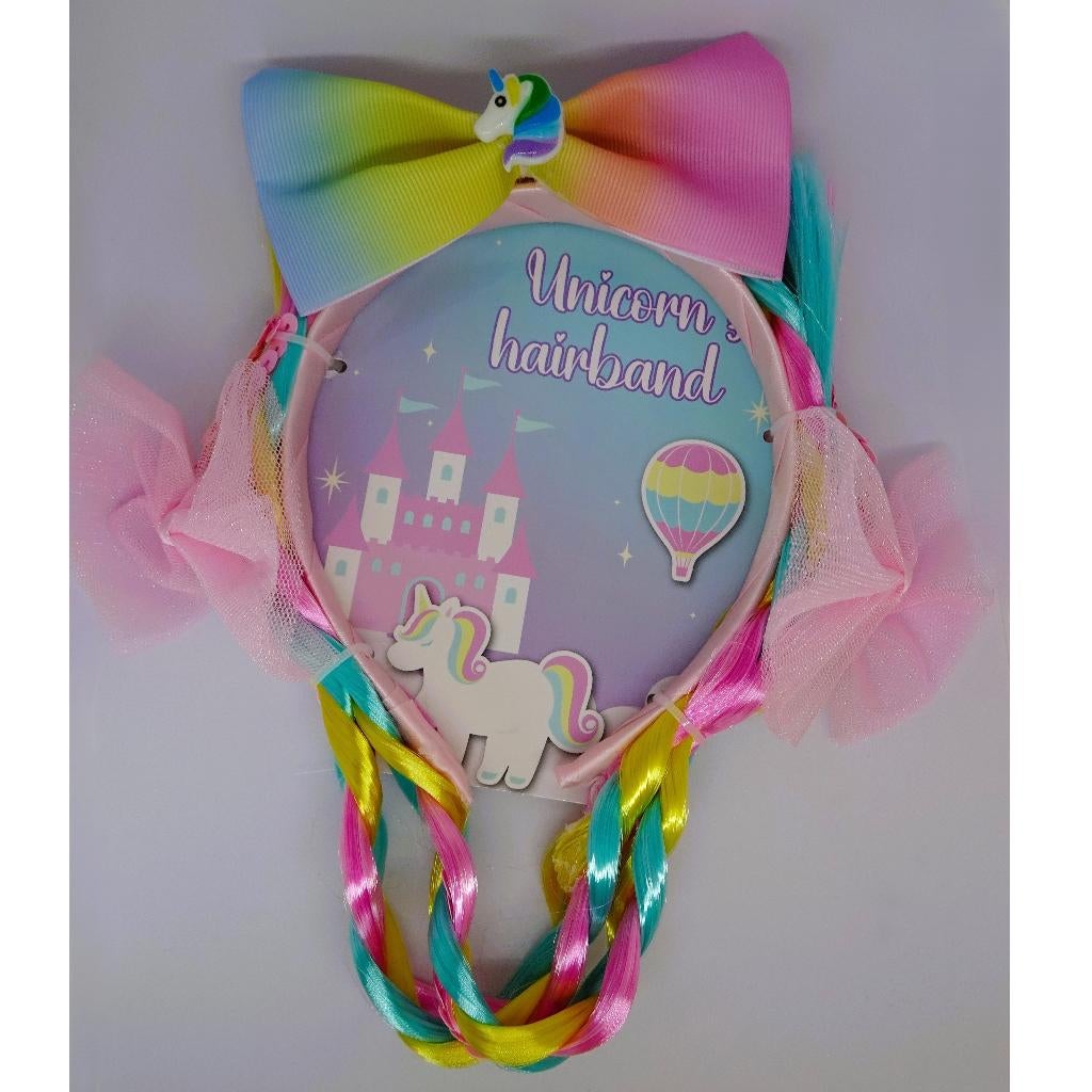 Nieuw ! Regenboog Unicorn Vlecht Diadeem + Strik En Tule, Ophalen of Verzenden, Nieuw, 104 of kleiner, Meisje