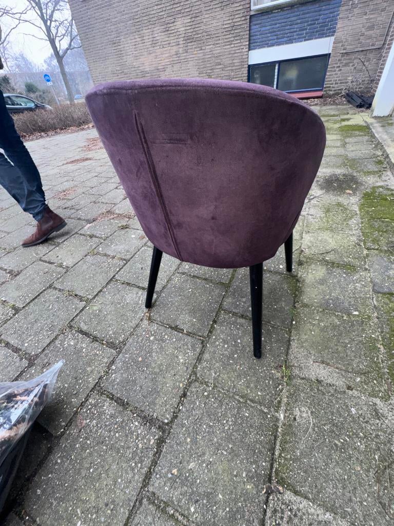 6 Aubergine Kleurige Eetkamerstoelen - Set, Gebruikt, Overige kleuren, Ophalen of Verzenden, Stof