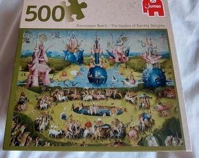 Jeronimus Bosch. Legpuzzel: GARDEN OF DELIGHT. 500stukjes., Ophalen of Verzenden, 500 t/m 1500 stukjes, Zo goed als nieuw, Legpuzzel