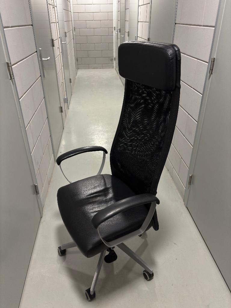 Leren Ikea bureaustoel Markus, Ophalen, Gebruikt, Zwart, Bureaustoel