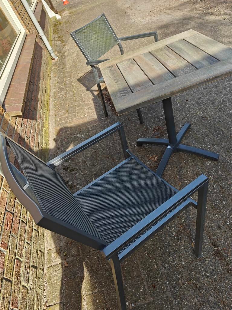Tuintafel met twee stoelen Bellagio Canzo klaptafel, Gebruikt, Vierkant, Aluminium, M