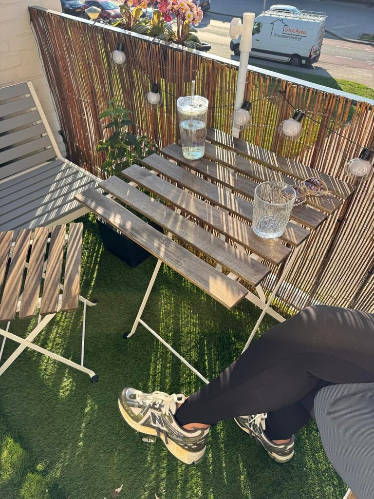 Bistrotafel hout met wit metaal - Nieuw, Ophalen, Nieuw, Vierkant