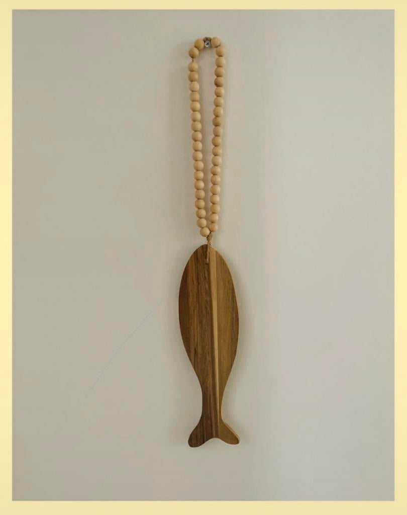 Houten vis decoratie met kralen, Hout, Gebruikt, Ophalen of Verzenden, Landelijk