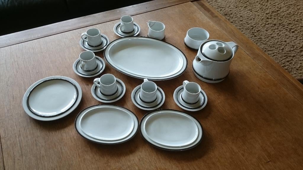 Langenthal koffieservies, porselein, wit bruin, apart model, Ophalen, Overige typen, Zo goed als nieuw, Overige stijlen