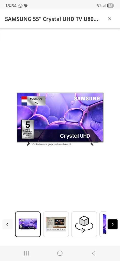 Nieuwe Samsung 55" Crystal UHD TV - Ongeopend!, LED, 50 Hz, Nieuw, Ophalen of Verzenden