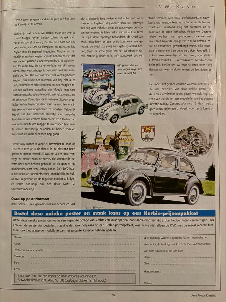 Gezocht: Rens Biesma poster / Ovaal Kever, Rechthoekig Liggend, Nieuw, Ophalen of Verzenden, A1 t/m A3