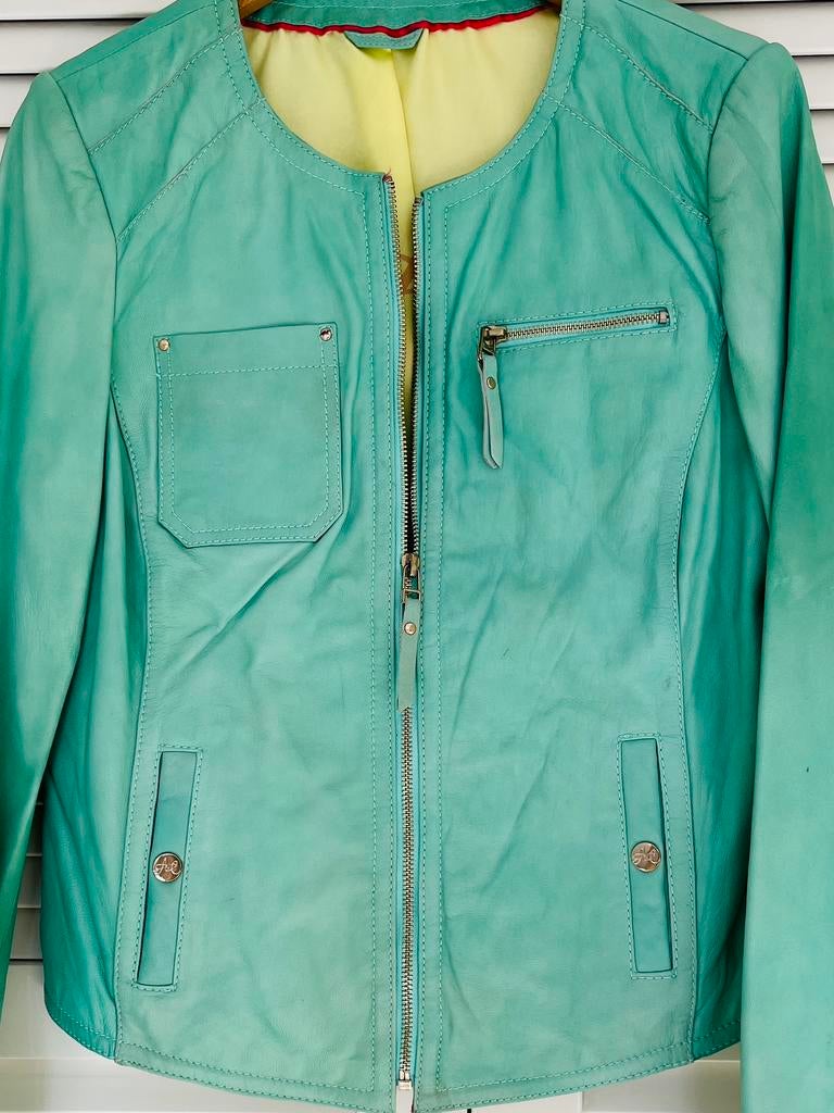 Arma vintage retro leren jas jack, Kleding | Dames, Ophalen of Verzenden, Zo goed als nieuw, Maat 38/40 (M), Groen