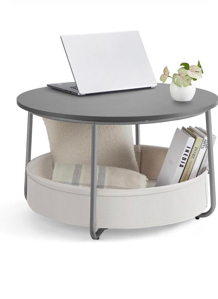 VASAGLE Ronde Salontafel met Opbergruimte Bijzettafel, Huis en Inrichting, Tafels | Salontafels, Ophalen, 50 tot 100 cm, Rond