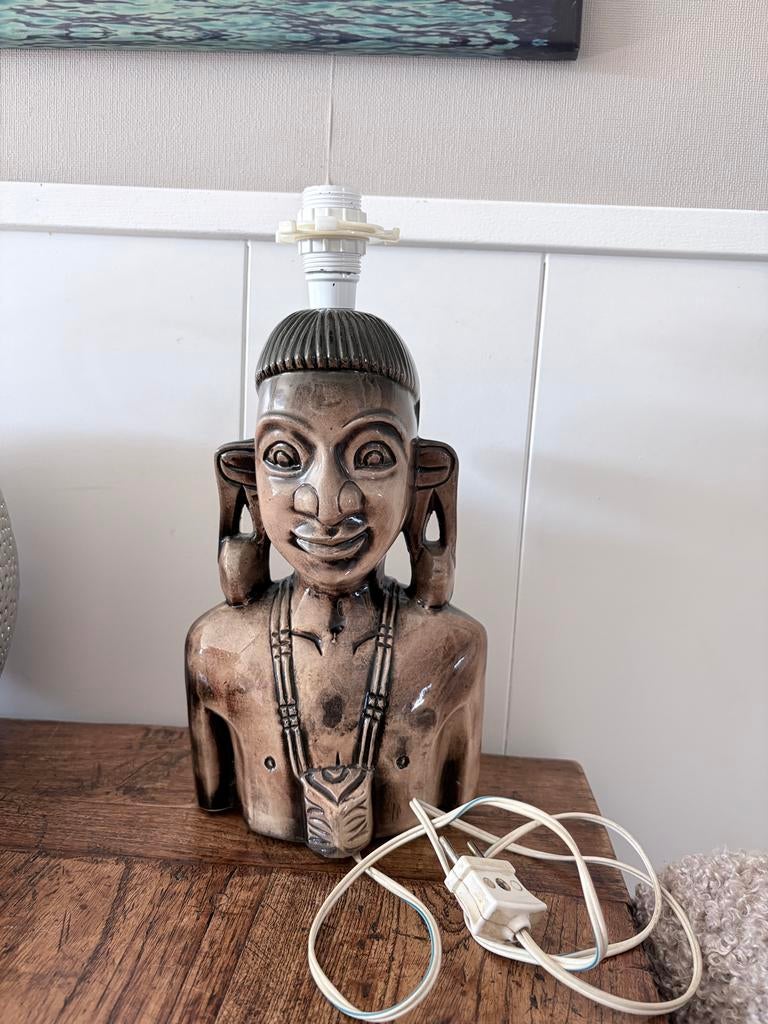 Oerlelijke vintage tafellamp., Huis en Inrichting, Lampen | Tafellampen, Zo goed als nieuw, Minder dan 50 cm, Overige materialen