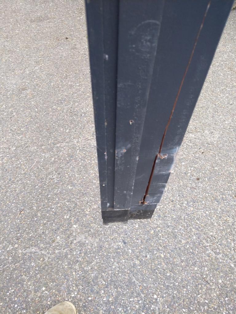 Hardhouten schuifpui met 2 schuifdeuren 4 vakken, Ophalen of Verzenden, Zo goed als nieuw, Schuifdeur, Glas