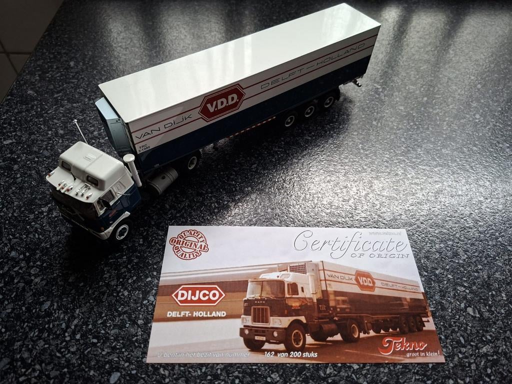 Tekno Mack F-700T Van Dijk Delft Dijco, Hobby en Vrije tijd, Modelauto's | 1:50, Ophalen of Verzenden, Nieuw, Bus of Vrachtwagen