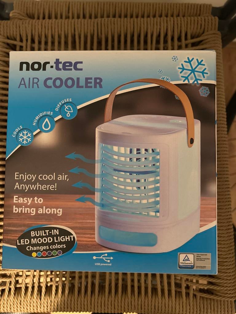 Mini Airco met Water - Draagbare Luchtkoeler met LED Licht, Tafel- of Grondventilator, Minder dan 60 m³, Ventileren, Nieuw